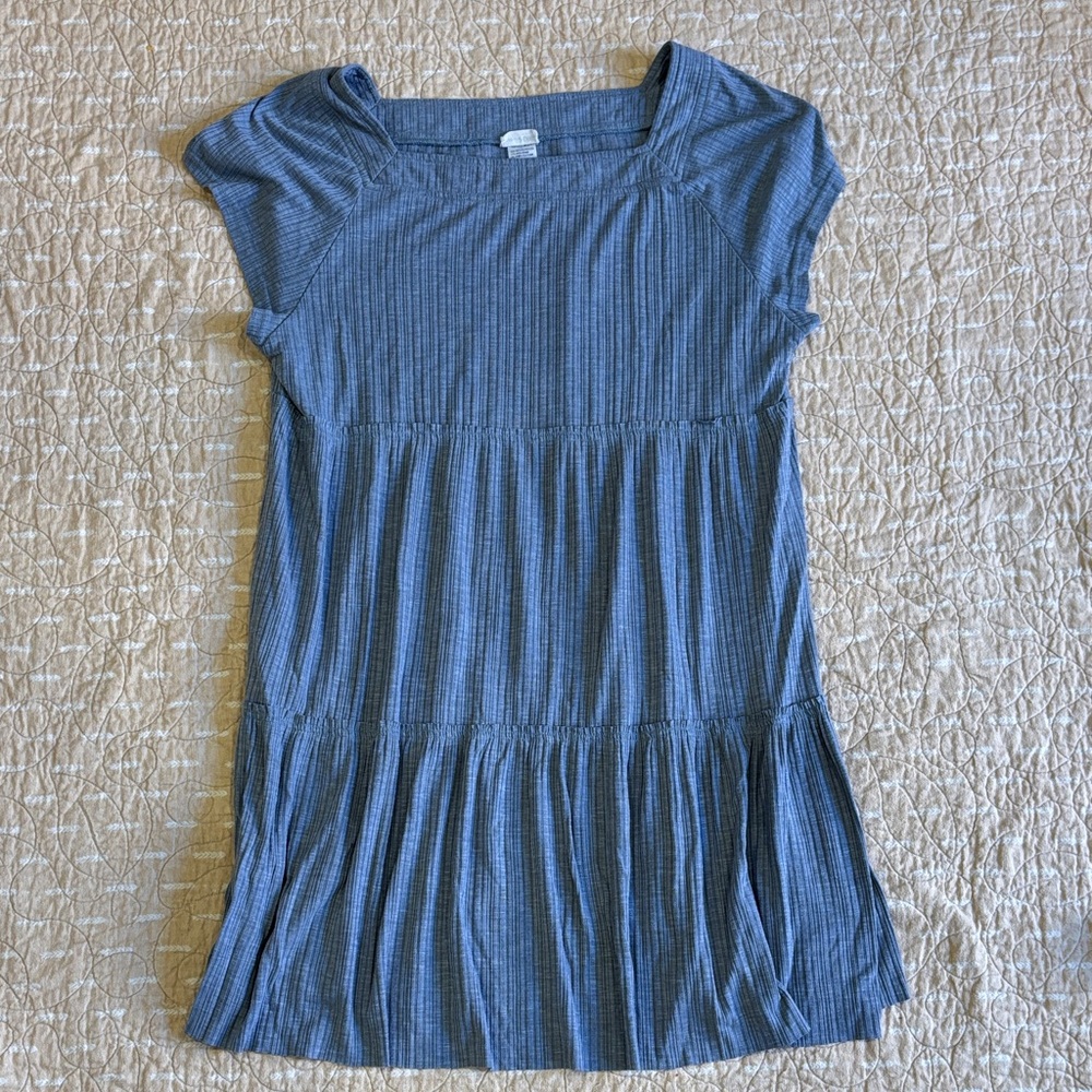 NATURAL LIFE Blue Grey Babydoll Tiered Ruffle Dress